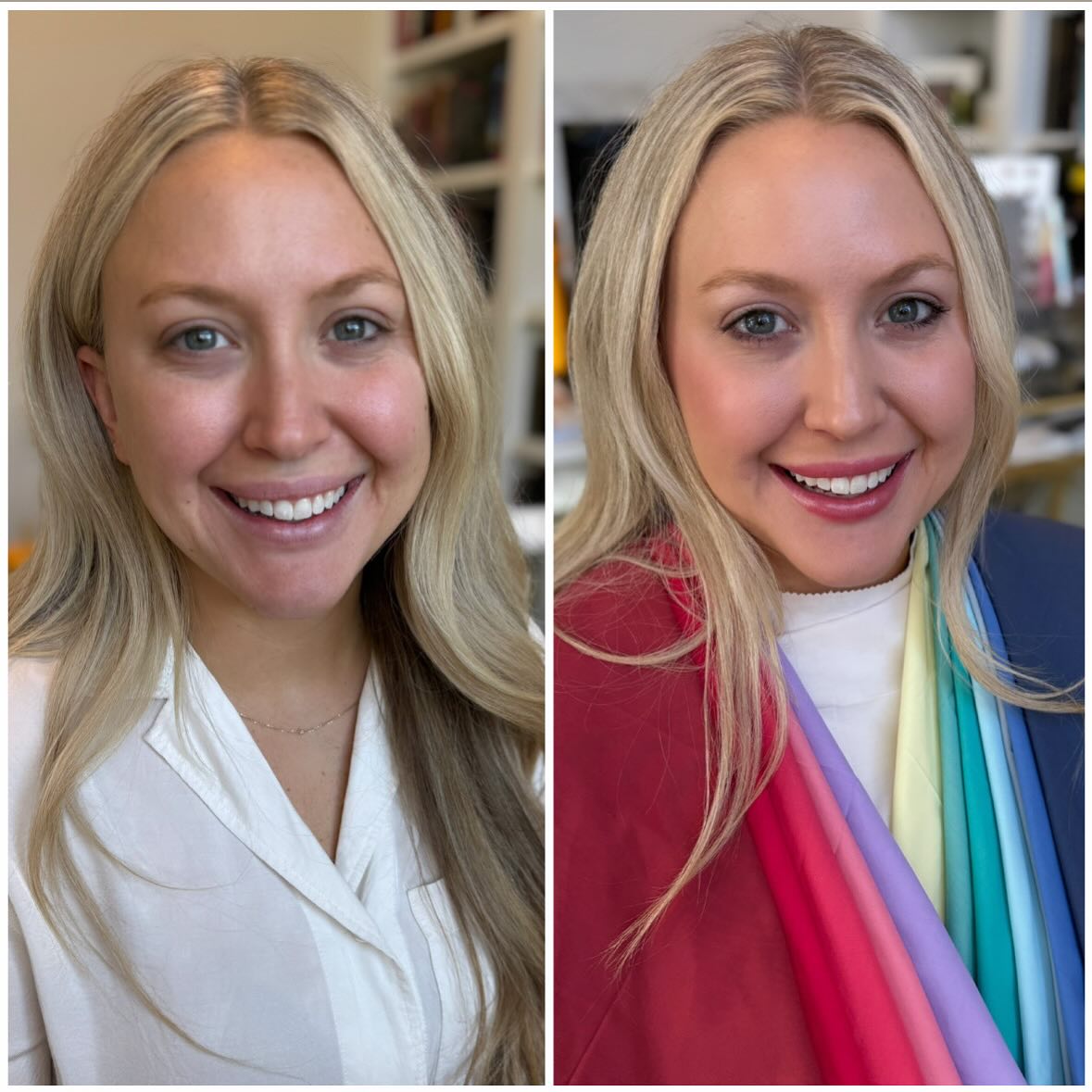 Janne with seasonal color drapes